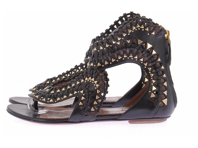 Alaïa Sandali piatti neri e dorati Nero - vista 3