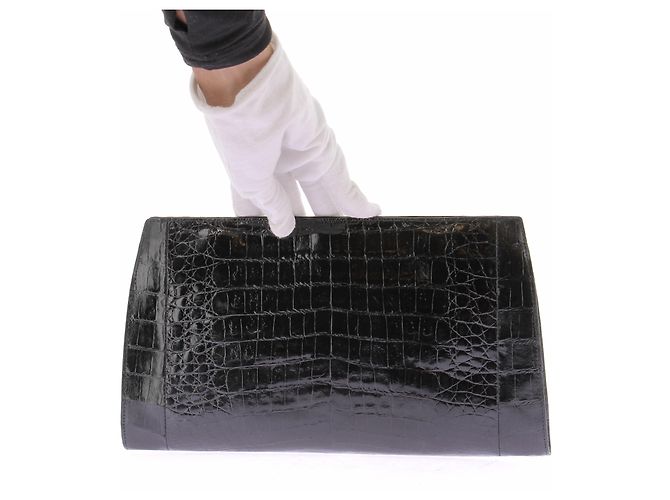 Nancy Gonzalez Cartera efecto cocodrilo negra con patrones Negro - vista 3