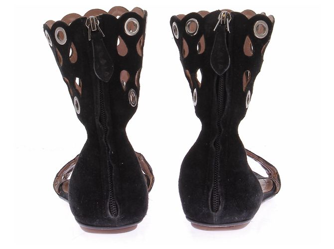 Alaïa Sandali piatti neri in camoscio Nero - vista 5