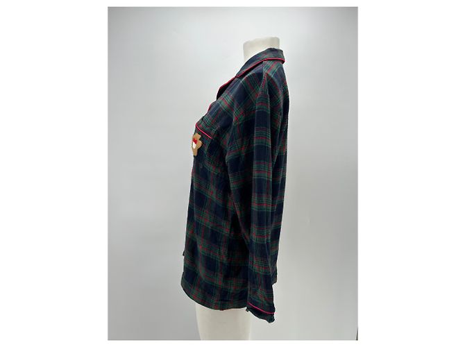 Autre Marque Camicia BUTTER a quadri blu navy e verde in lana L - vista 3