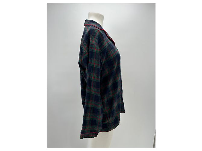 Autre Marque Camicia BUTTER a quadri blu navy e verde in lana L - vista 4