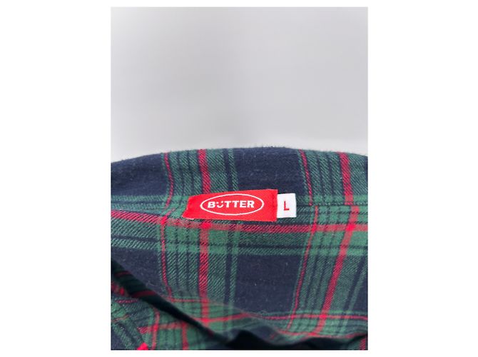 Autre Marque Camicia BUTTER a quadri blu navy e verde in lana L - vista 5