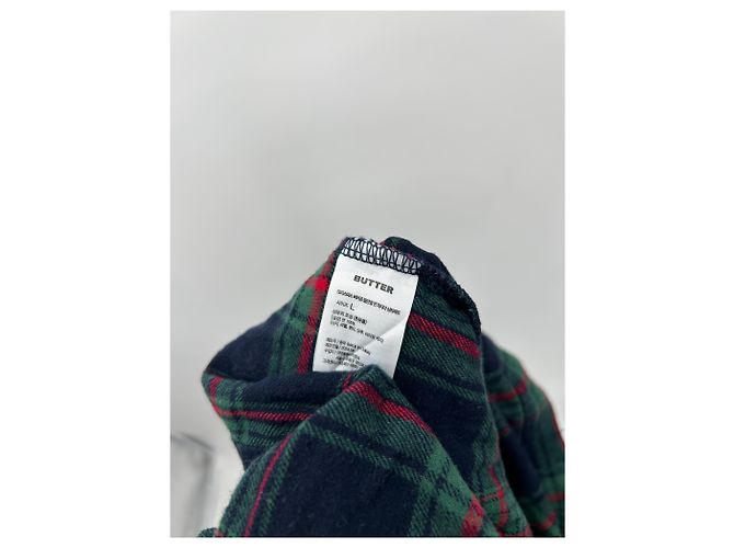 Autre Marque Camicia BUTTER a quadri blu navy e verde in lana L - vista 6