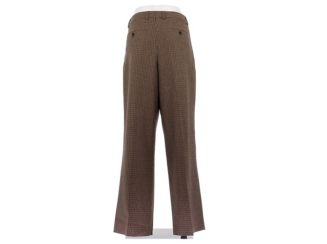 Céline Pantalón de lana marrón con estampado de pata de gallo Castaño - vista 2