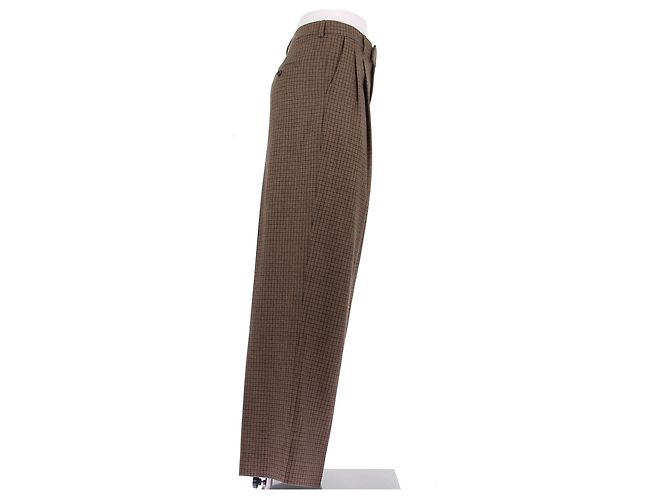 Céline Pantalón de lana marrón con estampado de pata de gallo Castaño - vista 3