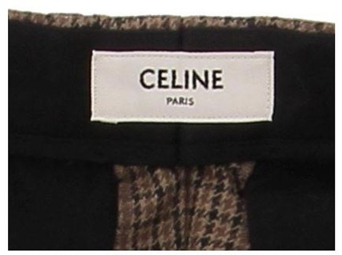 Céline Pantalón de lana marrón con estampado de pata de gallo Castaño - vista 5