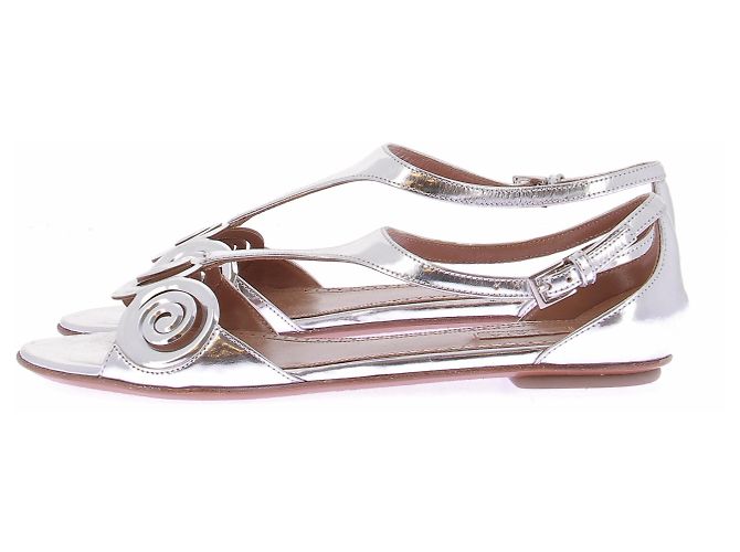 Alaïa Sandali piatti argentati Argento - vista 3