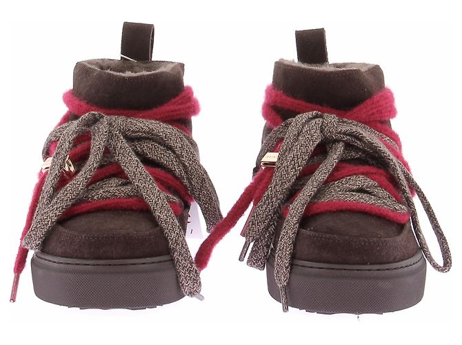 Rouje Stivali "Mont Amour" in suede marrone e rosso - vista 4