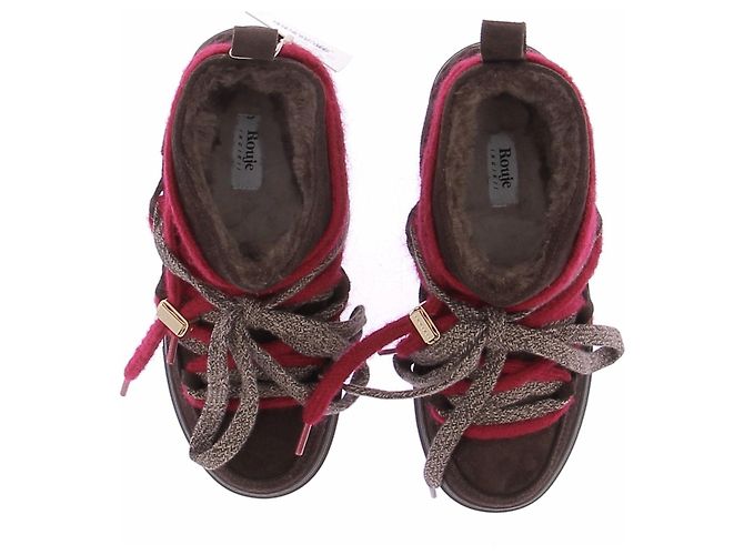Rouje Stivali "Mont Amour" in suede marrone e rosso - vista 6
