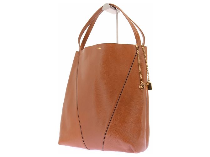Chloé Borsa "Spin" cammello in pelle grana - vista 5