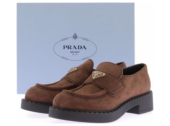 Prada Mocassins en daim marron Brown - view 8