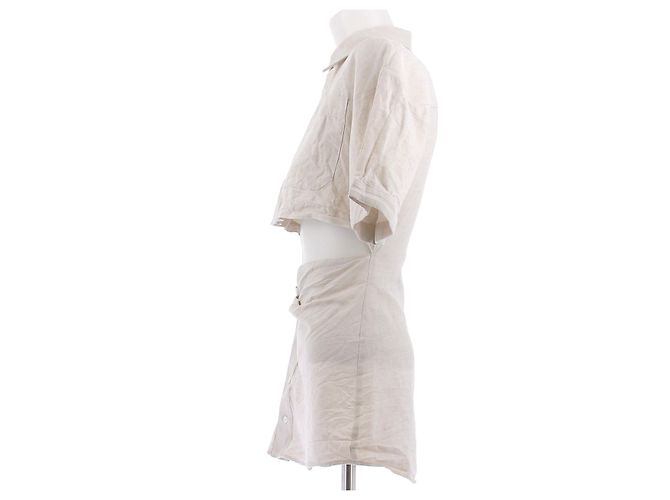 Jacquemus Vestido "L'Année 97" beige de lino y algodón - vista 4