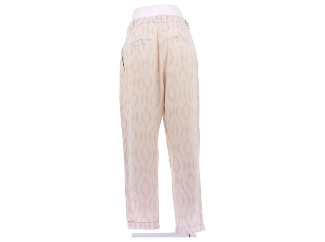 Iro Calça creme de algodão com estampas Bege - vista 2