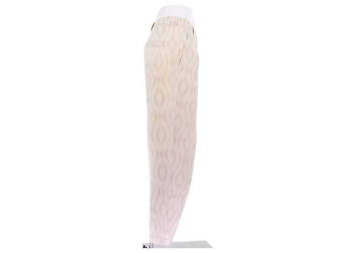 Iro Calça creme de algodão com estampas Bege - vista 3