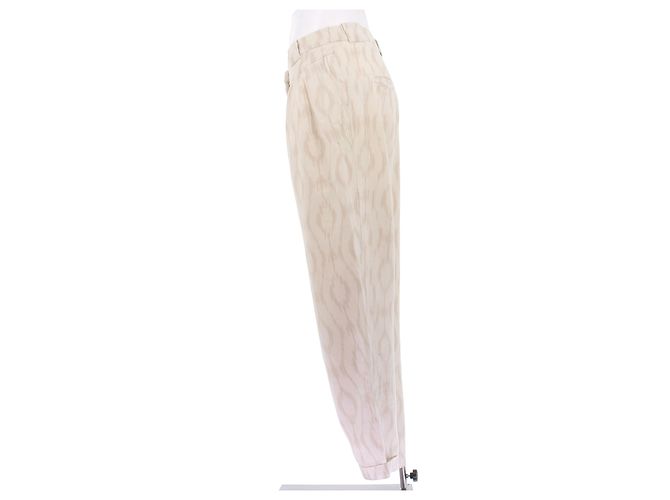 Iro Calça creme de algodão com estampas Bege - vista 4