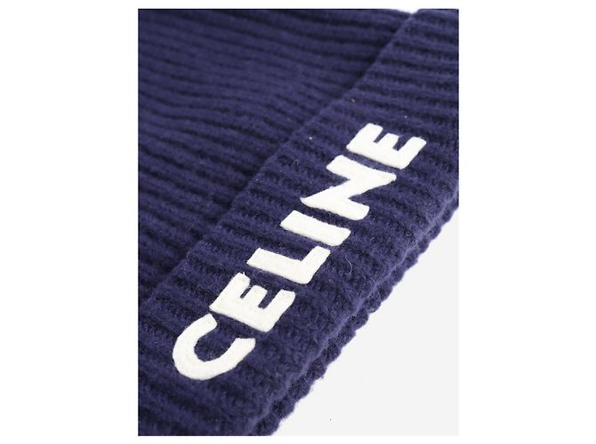 Céline Gorro azul canelado com logo - vista 3