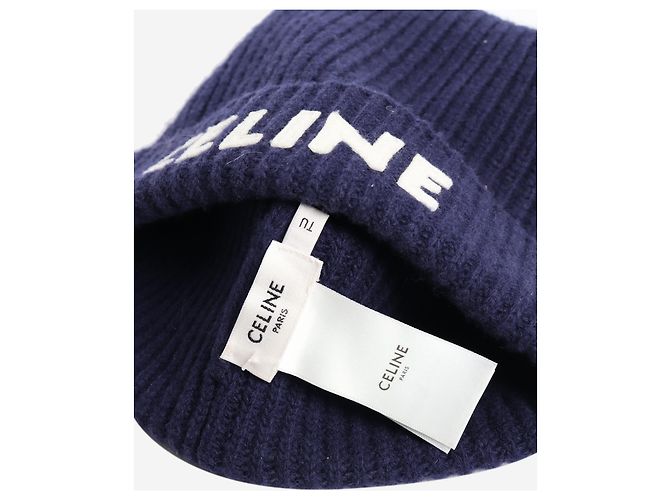 Céline Gorro azul canelado com logo - vista 4