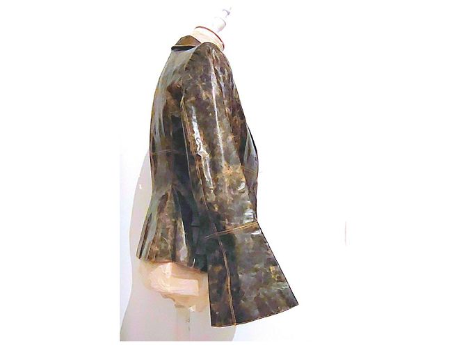 Autre Marque Vintage leather jacket with speckled print Brown Sand Light brown Dark brown - view 5