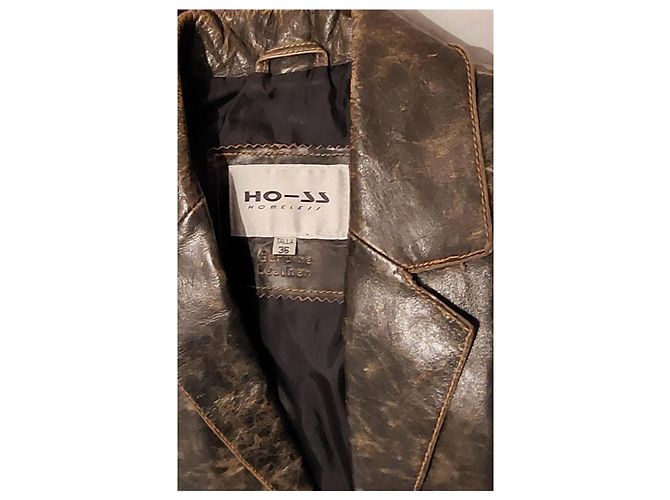 Autre Marque Vintage leather jacket with speckled print Brown Sand Light brown Dark brown - view 7