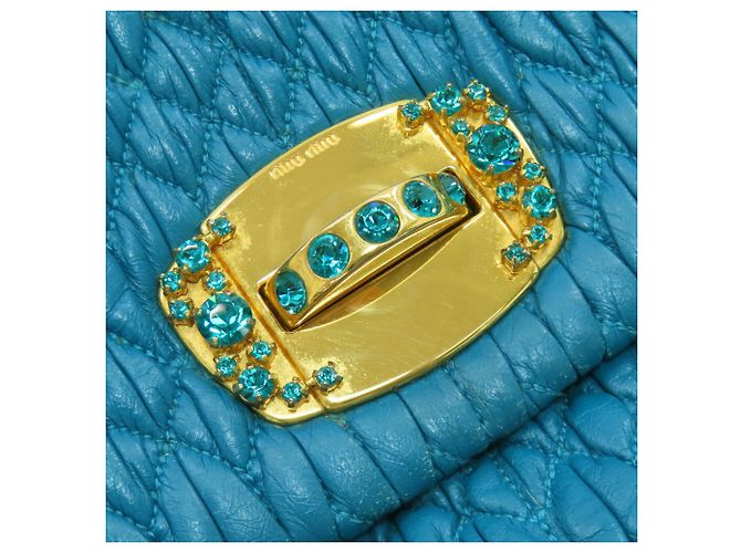 Borsa Miu Miu in pelle di vitello matelassé a spalla Blu - vista 15