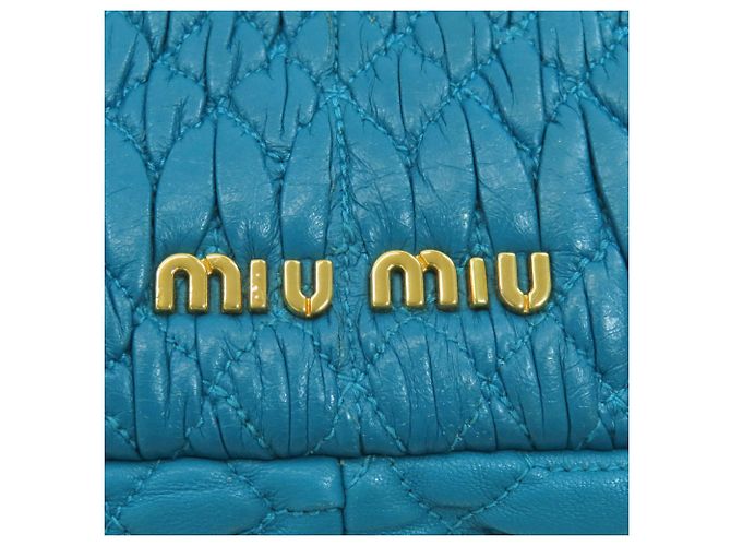 Borsa Miu Miu in pelle di vitello matelassé a spalla Blu - vista 16