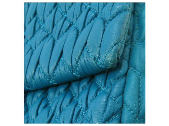Borsa Miu Miu in pelle di vitello matelassé a spalla Blu - vista 18