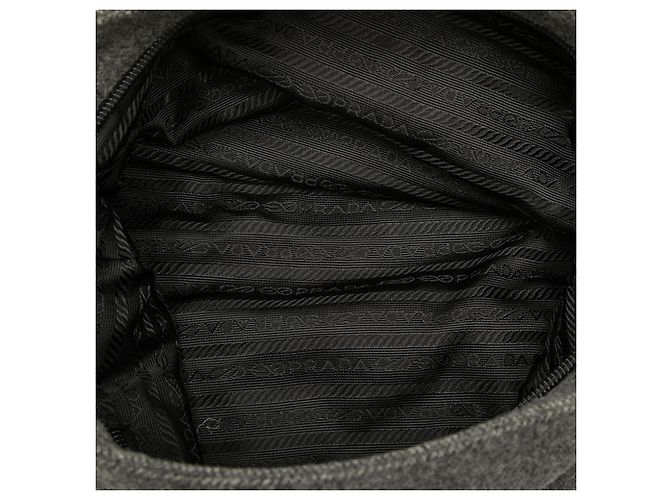 Borsa a tracolla in lana grigia Prada Marrone Grigio antracite - vista 4