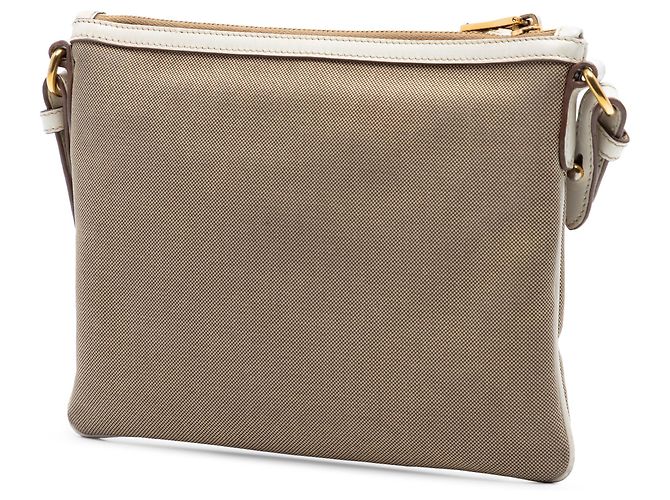 Bow Borsa a tracolla Prada in tela Canapa marrone con logo e fiocco Beige - vista 2