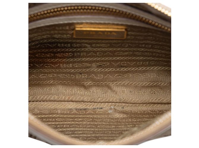 Bow Borsa a tracolla Prada in tela Canapa marrone con logo e fiocco Beige - vista 4