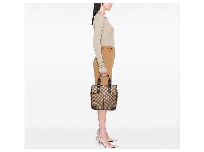 Céline Celine Braune Macadam Canvas Tasche Beige - Ansicht 8