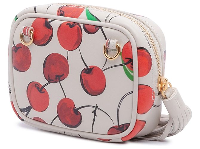 Borsa a tracolla Lou in vitello bianco con stampa a ciliegia Monogram di Saint Laurent - vista 2