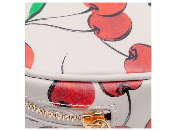Borsa a tracolla Lou in vitello bianco con stampa a ciliegia Monogram di Saint Laurent - vista 8
