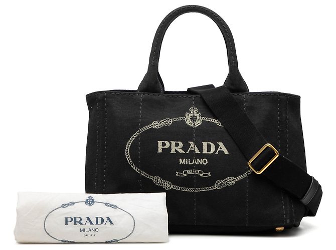 Sacola Prada Small Canvas Canapa Logo Preta Preto - vista 7
