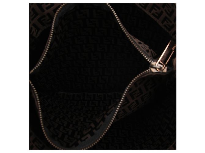 Fendi Braune Zucchino Canvas Tasche Dunkelbraun - Ansicht 4