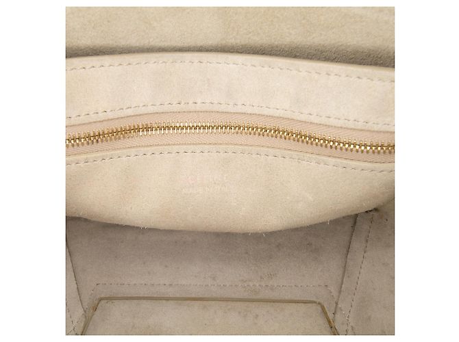 Céline Borsa a secchiello Sangle in pelle di vitello morbida e granulosa Celine marrone piccola Beige - vista 5