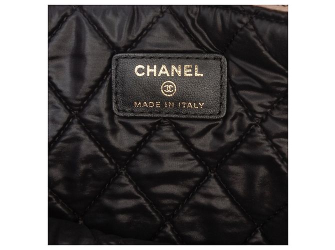 Clutch Chanel nera media in pelle di agnello e vitello trapuntata con perle O Beige - vista 5
