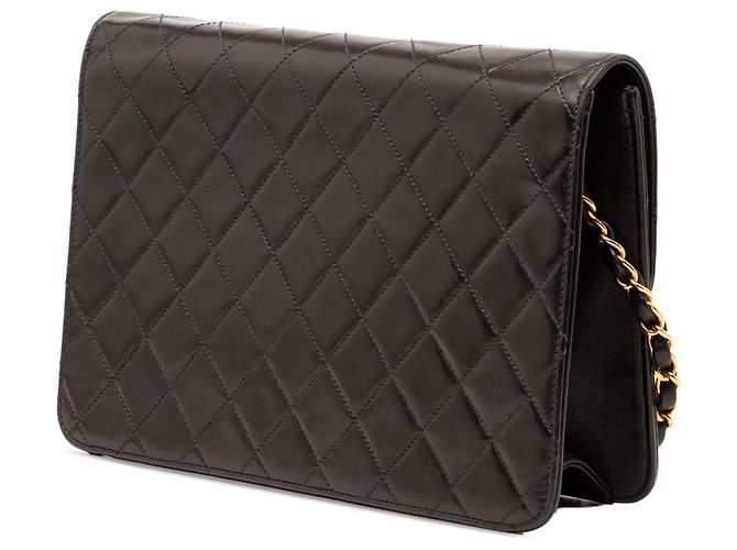 Chanel Schwarz CC Lammleder Steppung Einzelflap - Ansicht 2
