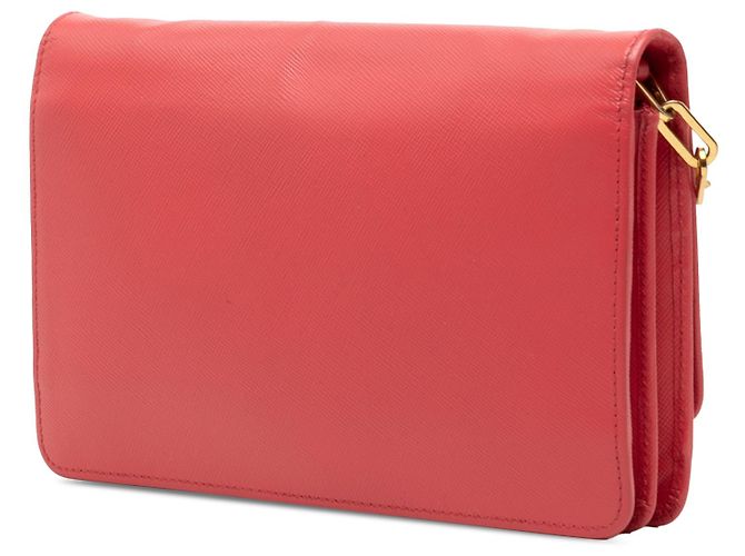 Portafoglio a catena Saffiano Lux rosa di Prada - vista 2