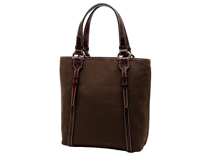 Céline Celine Braune Canvas-Tasche Dunkelbraun - Ansicht 2