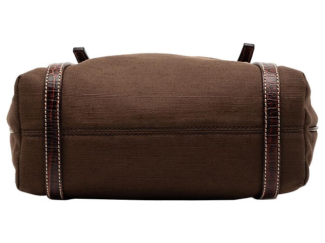 Céline Celine Braune Canvas-Tasche Dunkelbraun - Ansicht 3