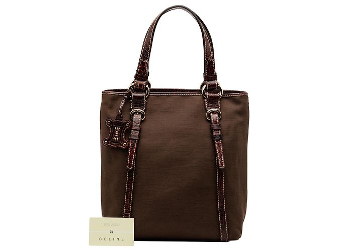 Céline Celine Braune Canvas-Tasche Dunkelbraun - Ansicht 9