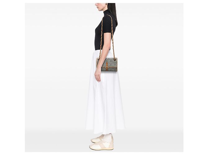 Louis Vuitton Gray Monogram Mini Lin Camille Marrone Grigio - vista 7