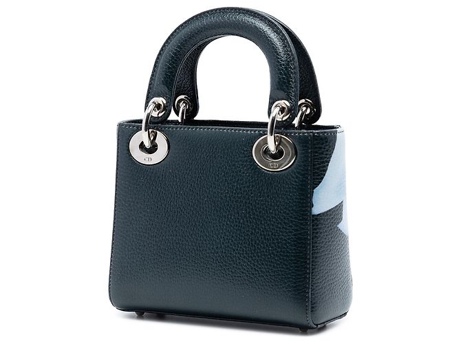 Dior Mini Lady Dior in pelle di cervo verde con stampa floreale Verde scuro - vista 2