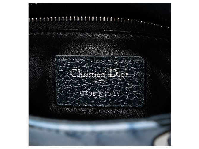 Dior Mini Lady Dior in pelle di cervo verde con stampa floreale Verde scuro - vista 5