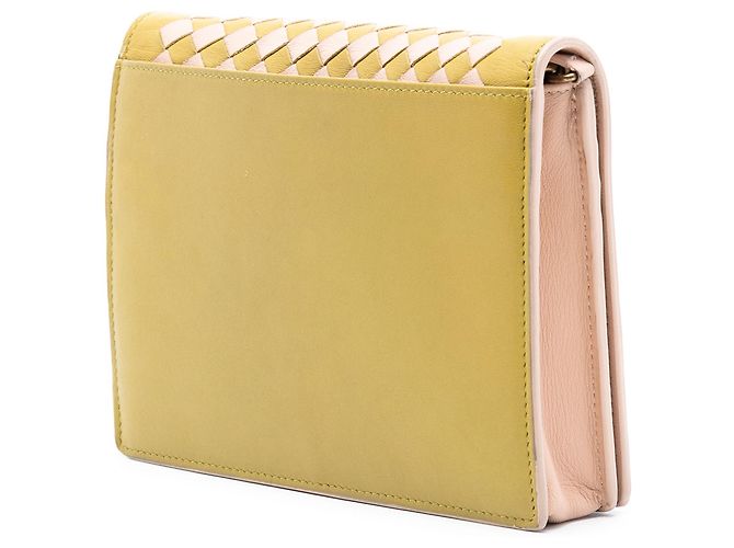 Portafoglio a catena Intrecciato in nappa gialla Bottega Veneta - vista 2
