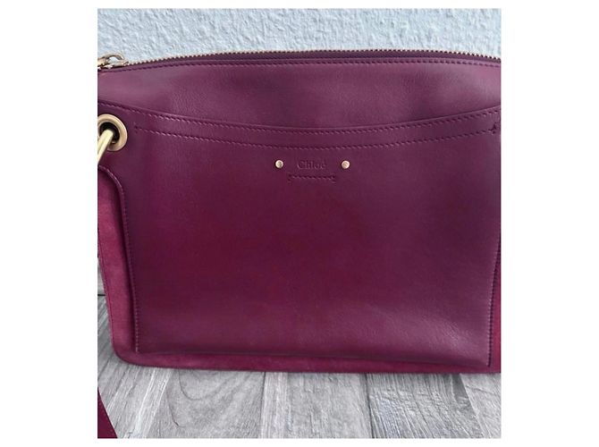 Borsa a mano Chloé Roy in pelle e camoscio Bordò - vista 3