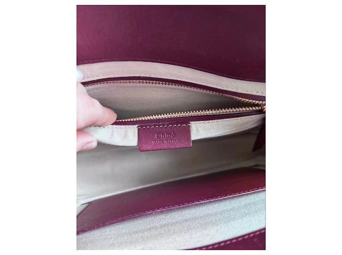 Borsa a mano Chloé Roy in pelle e camoscio Bordò - vista 7