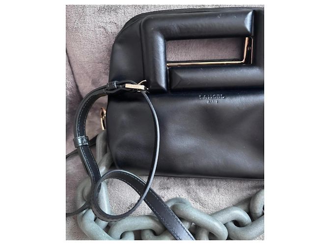 Lancel Lance Kokon Schwarze Lederhandtasche mit Kettendetail - Ansicht 2