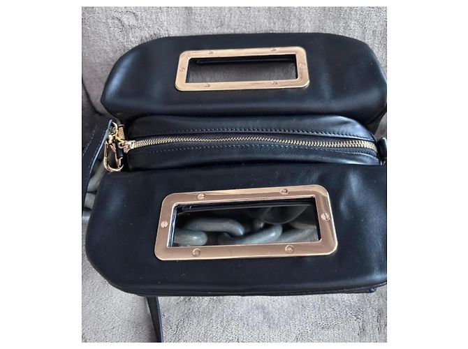 Lancel Lance Kokon Schwarze Lederhandtasche mit Kettendetail - Ansicht 4