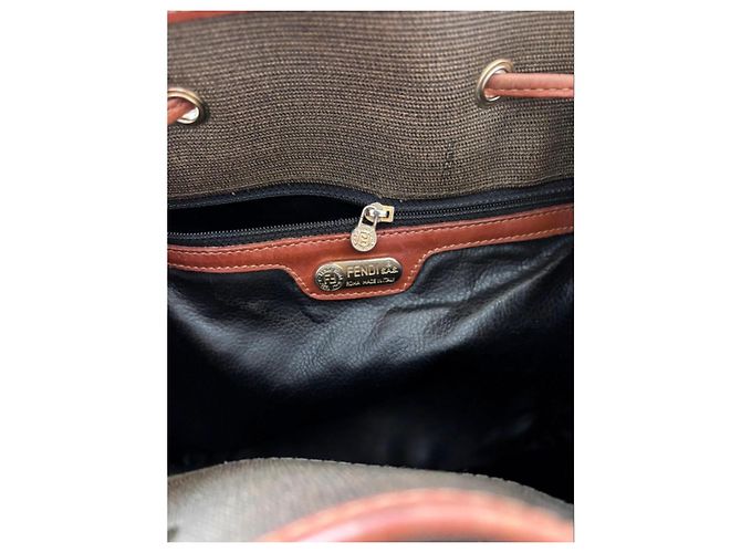 Mon Tresor Borsa a secchiello Fendi Mon Trésor in Tela e Pelle Marrone Grigio - vista 11